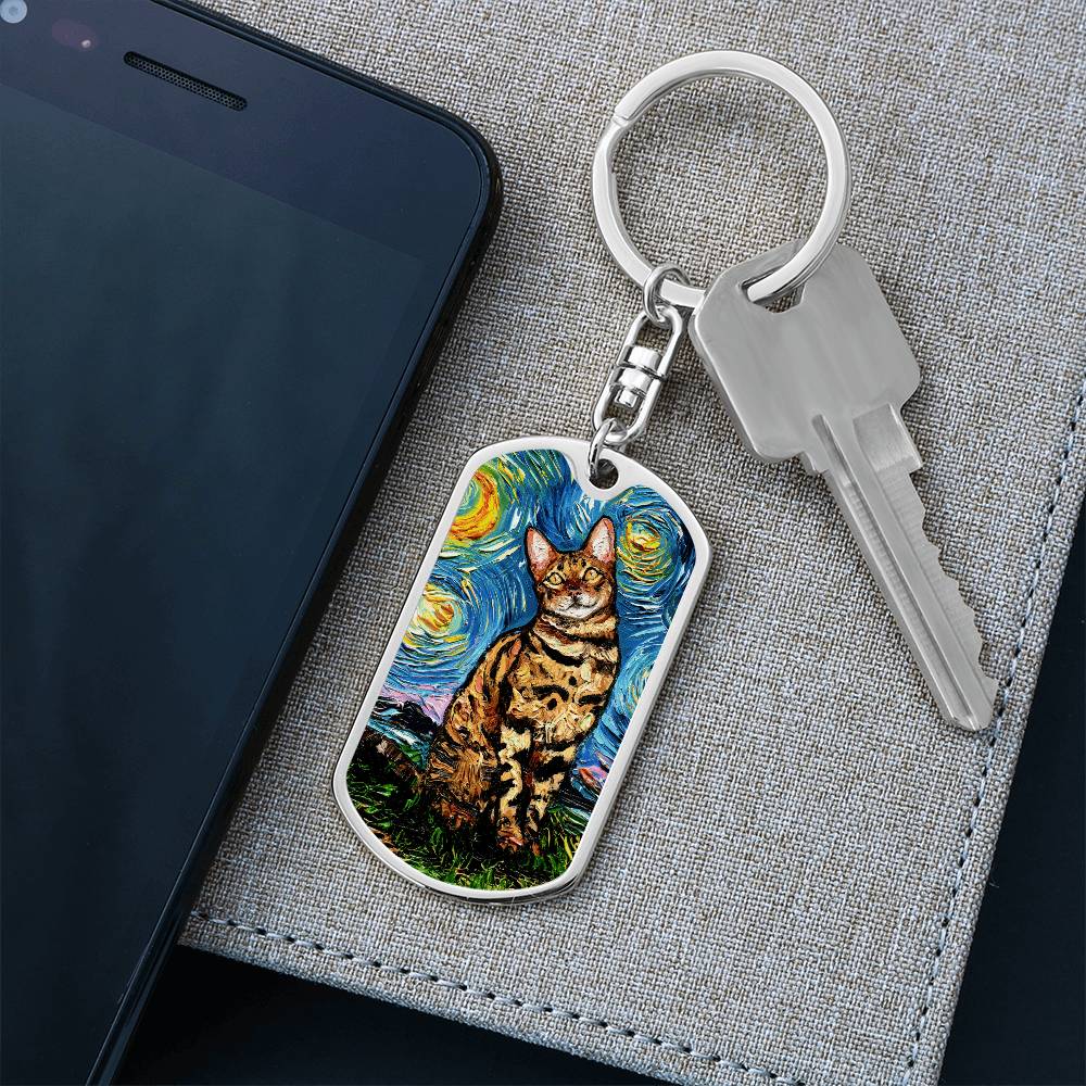 Bengal Starry Night Dog Tag Keychain