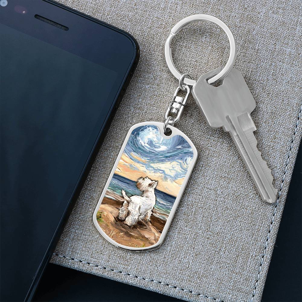 Beach Days - Westie Dog Tag Keychain