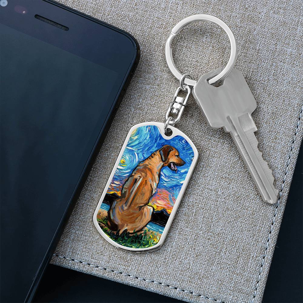 Rhodesian Ridgeback Starry Night Dog Tag Keychain