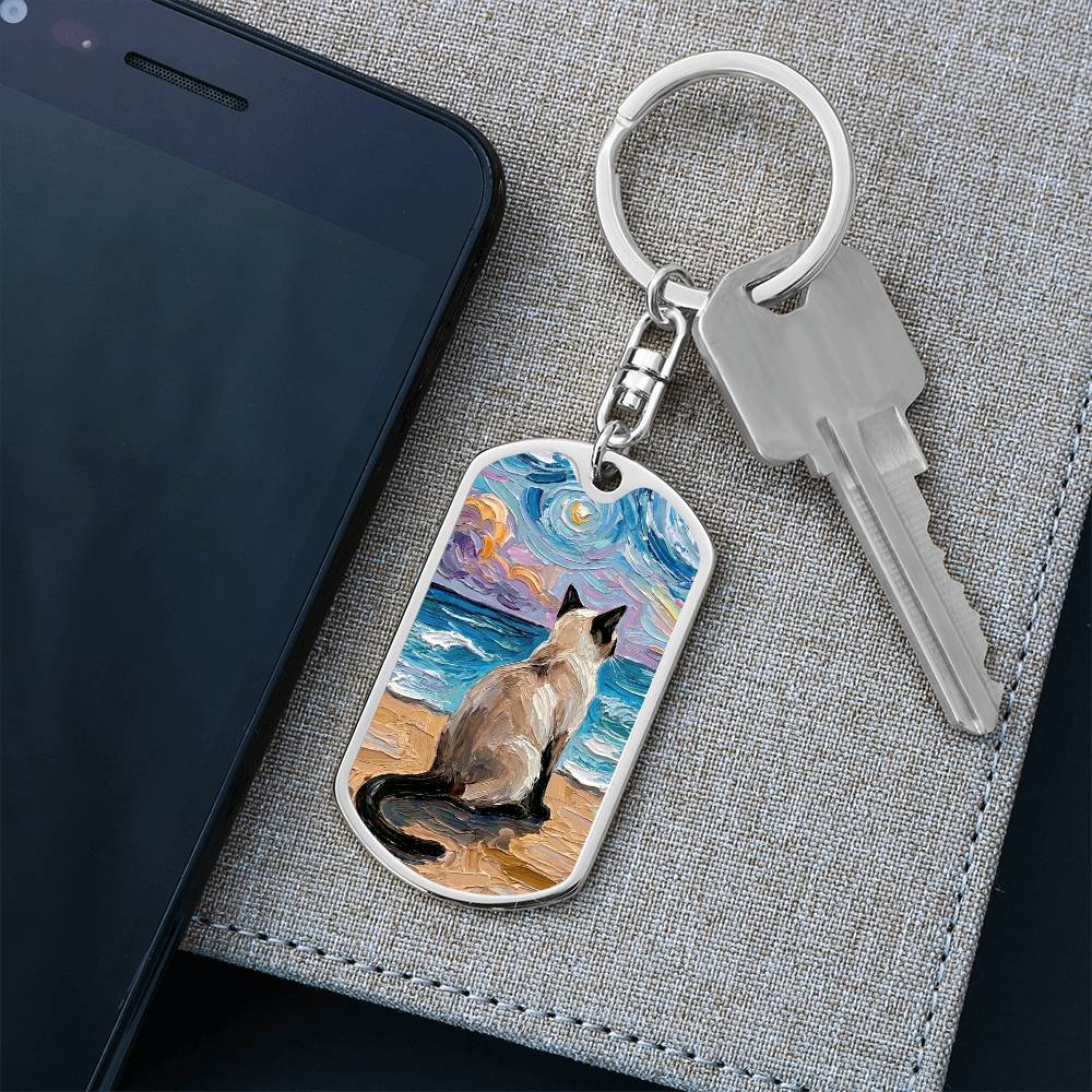 Beach Nights - Siamese Dog Tag Keychain