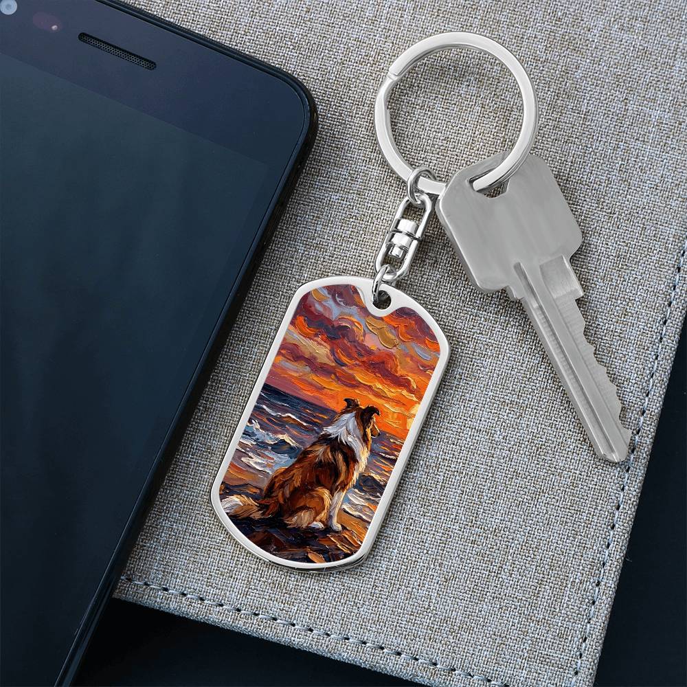 Beach Nights - Collie Dog Tag Keychain
