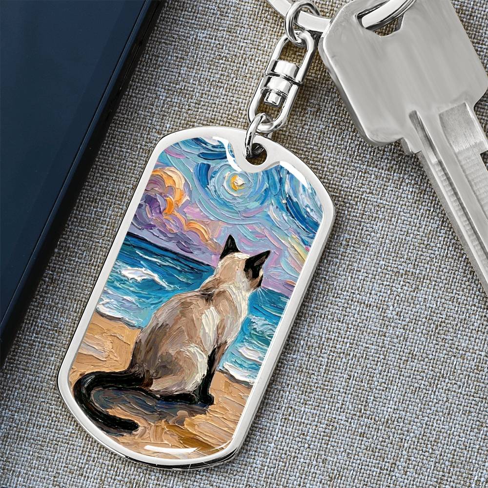 Beach Nights - Siamese Dog Tag Keychain