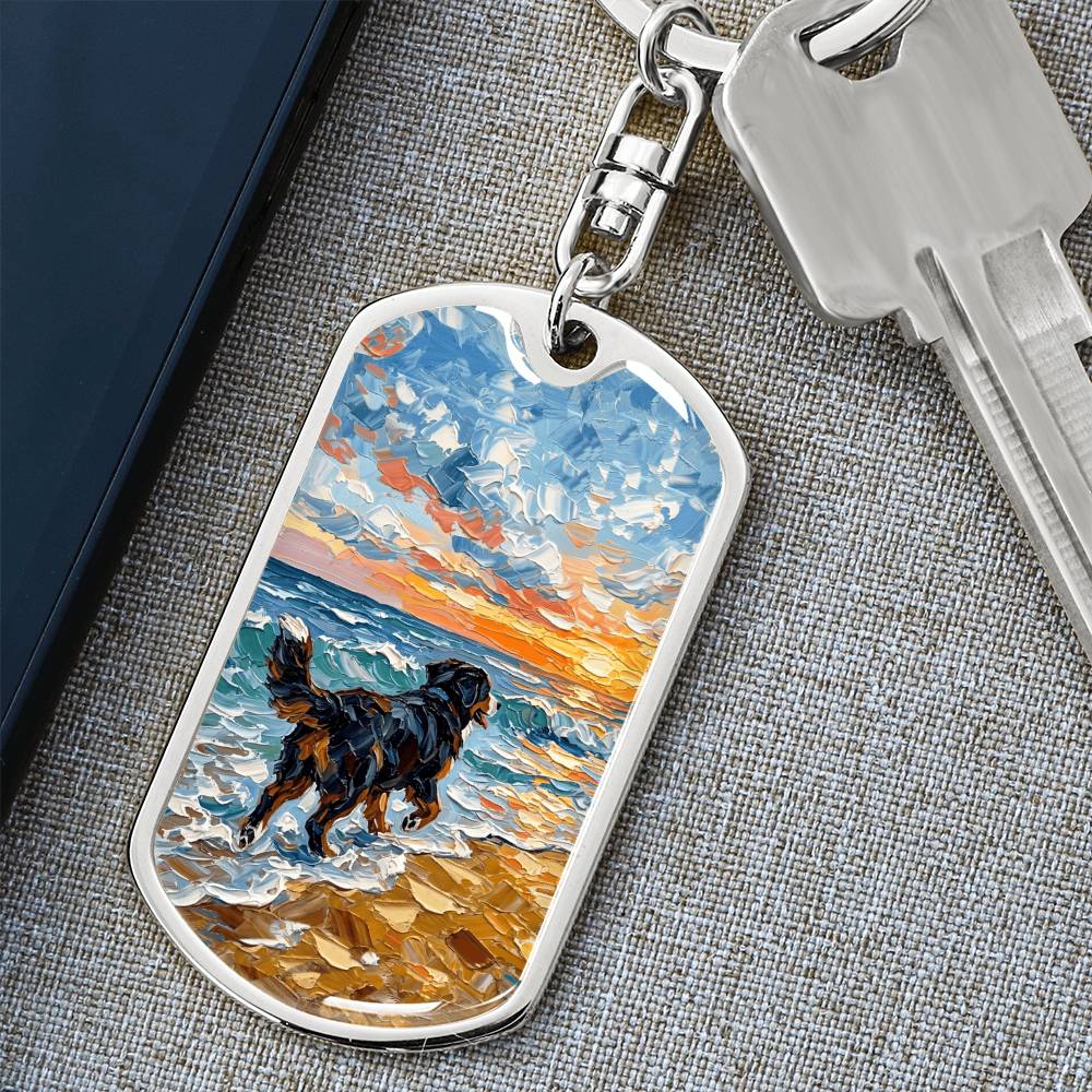 Beach Days - Bernese Mountain Dog Dog Tag Keychain