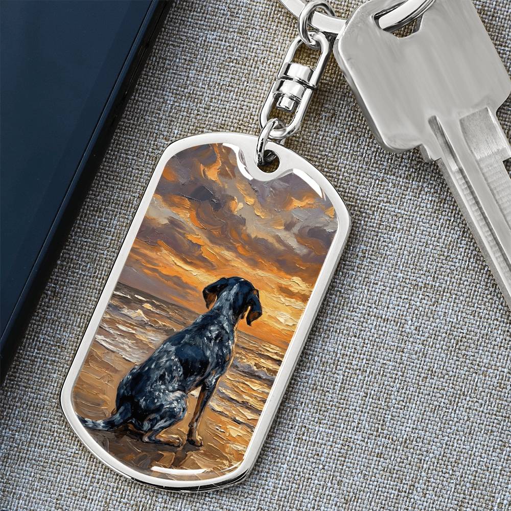 Beach Days - Blue Tick Coonhound Dog Tag Keychain