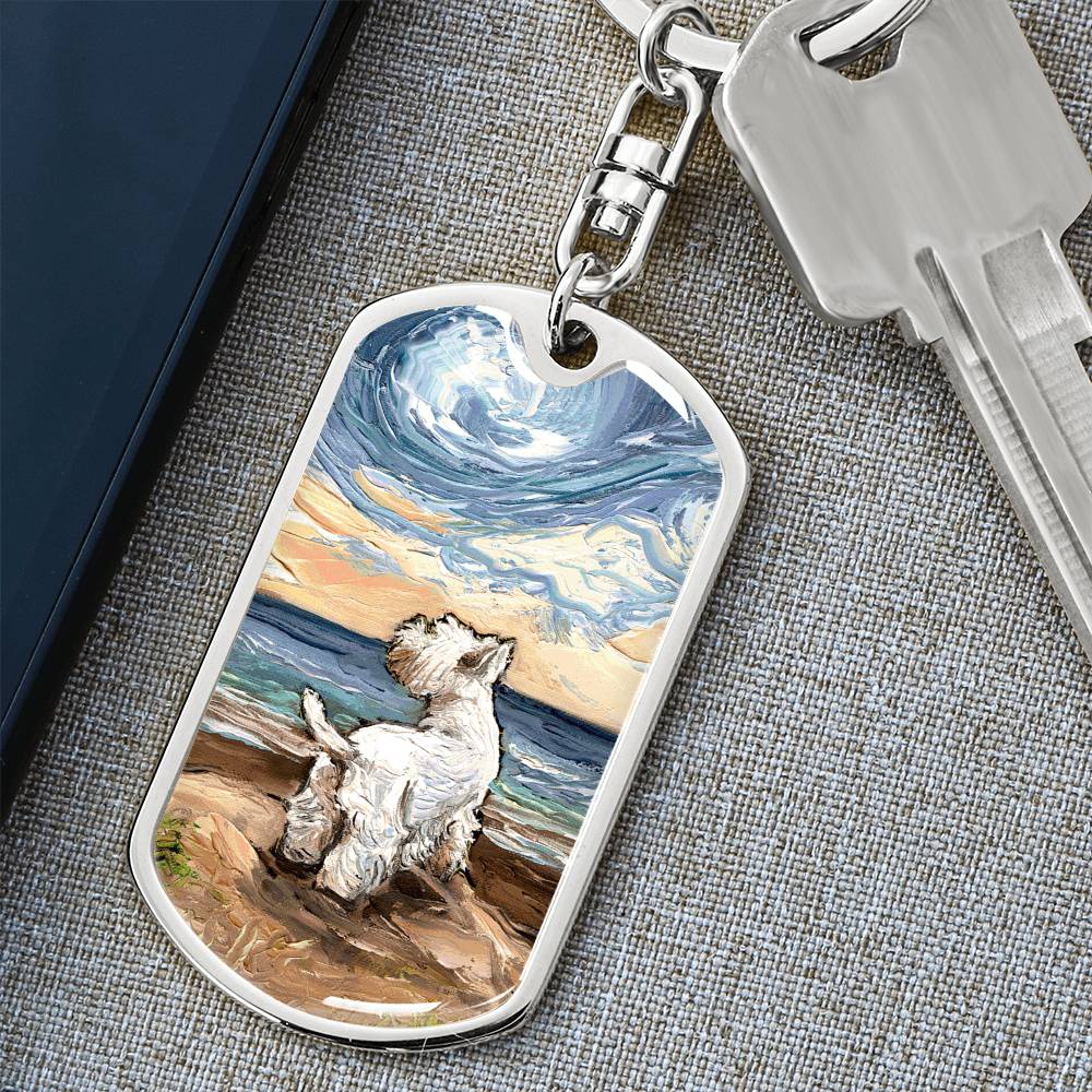 Beach Days - Westie Dog Tag Keychain