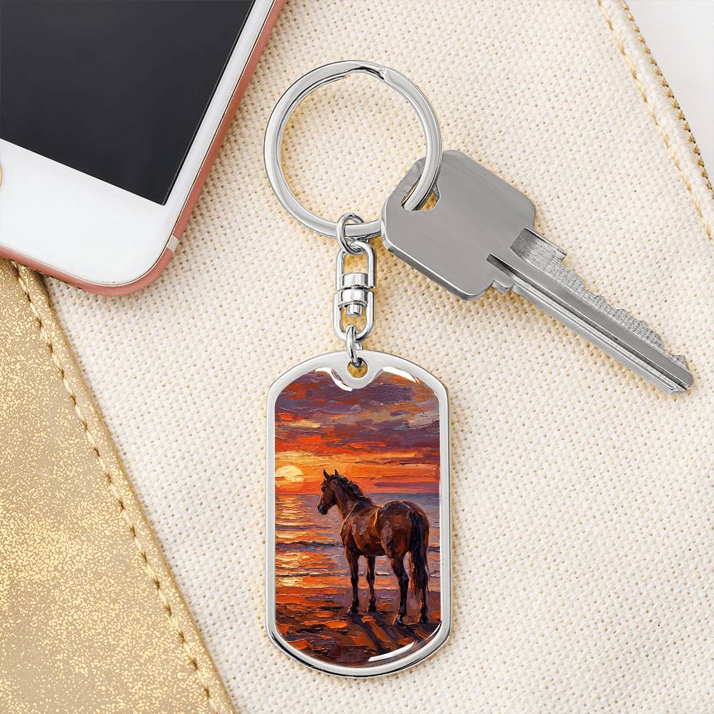 Sunset - Chocolate Mare Dog Tag Keychain