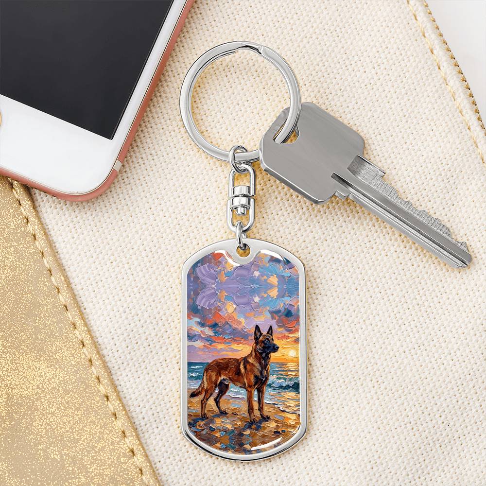 Beach Sunset - Malinois Dog Tag Keychain