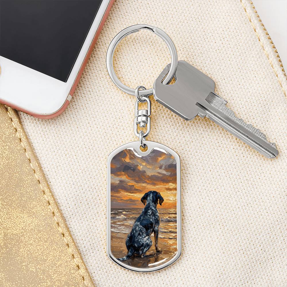 Beach Days - Blue Tick Coonhound Dog Tag Keychain