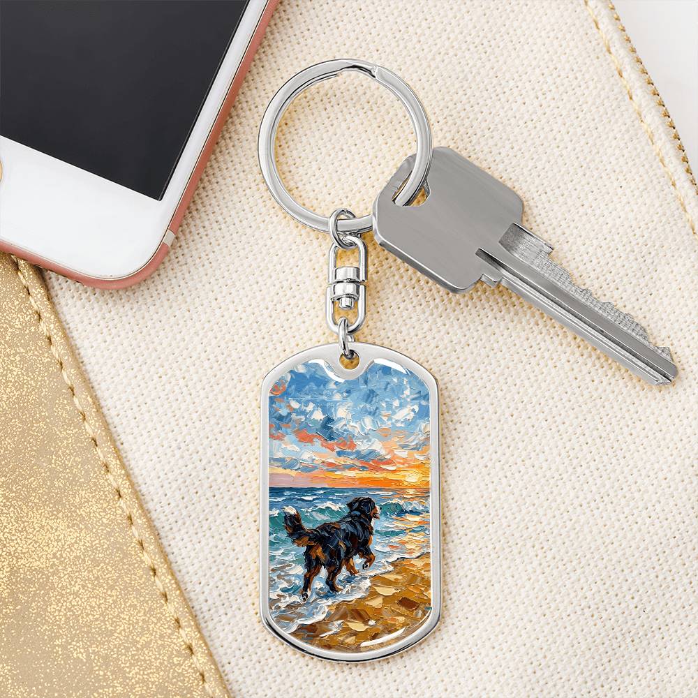Beach Days - Bernese Mountain Dog Dog Tag Keychain