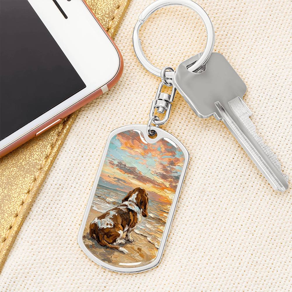 Beach Days - Basset Hound Dog Tag Keychain