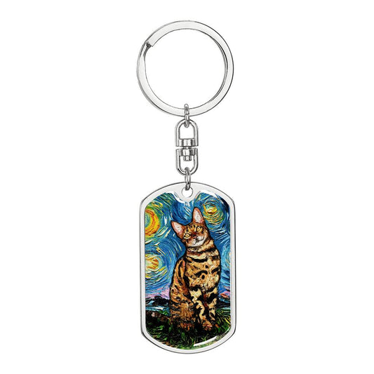 Bengal Starry Night Dog Tag Keychain