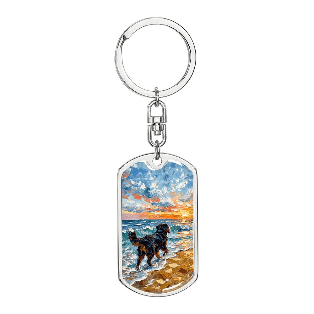 Beach Days - Bernese Mountain Dog Dog Tag Keychain