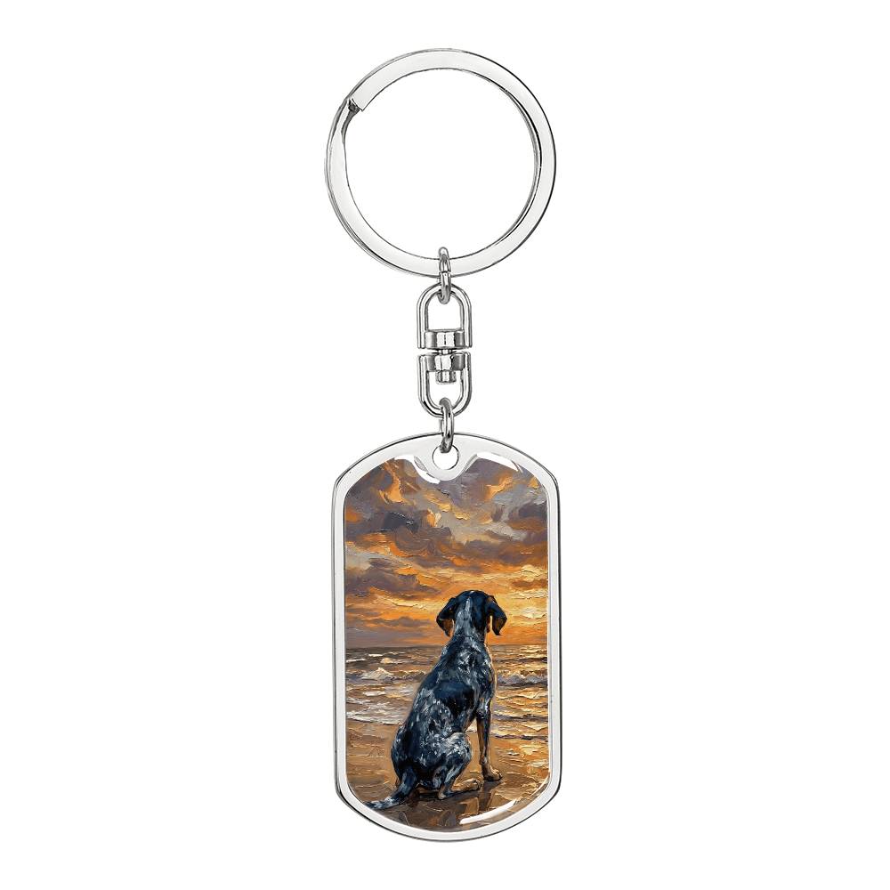 Beach Days - Blue Tick Coonhound Dog Tag Keychain