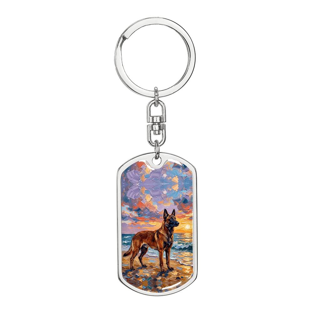 Beach Sunset - Malinois Dog Tag Keychain