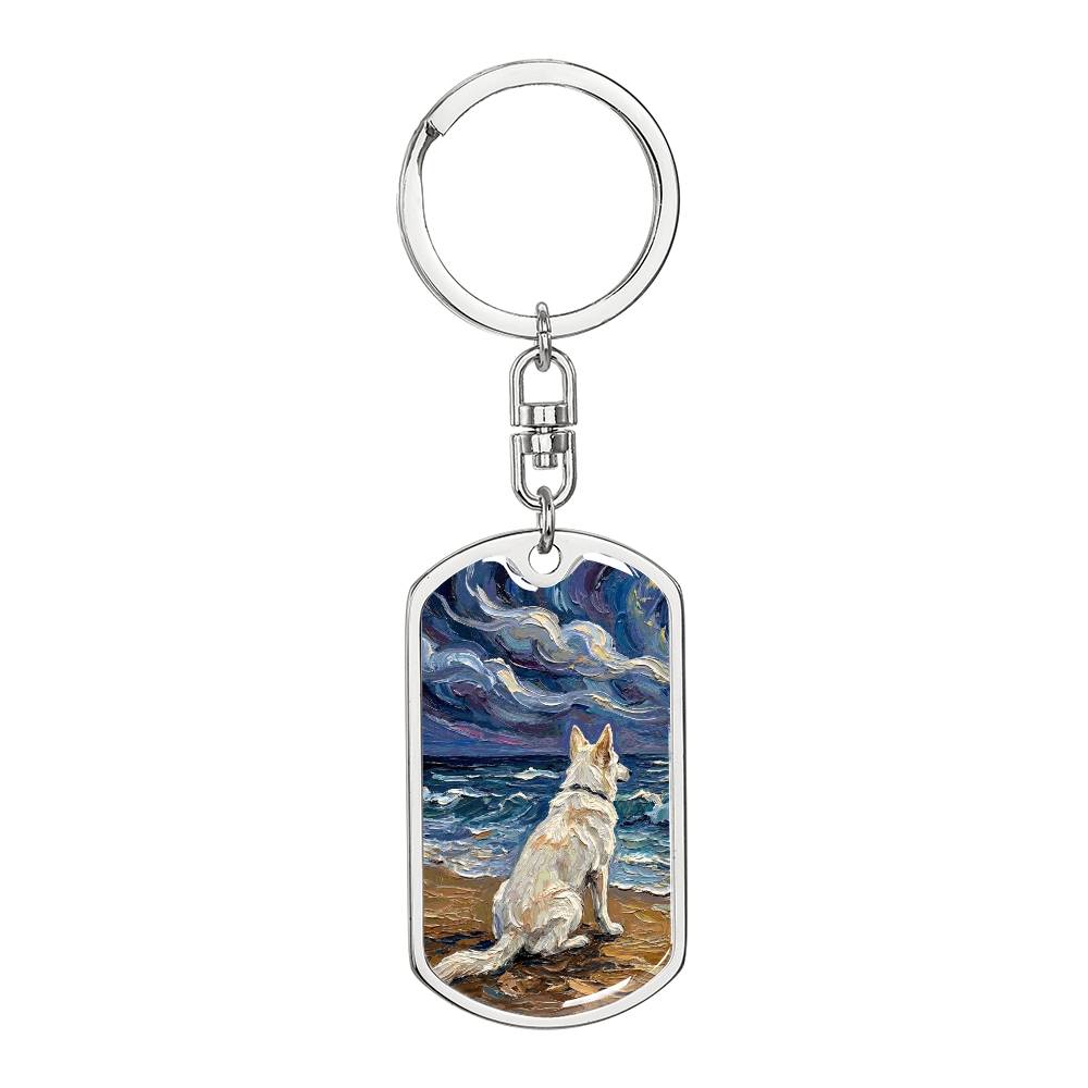 Beach Nights - Swiss Shepherd Dog Tag Keychain