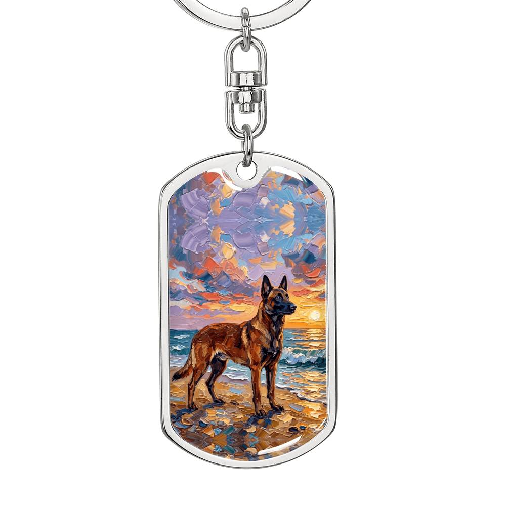 Beach Sunset - Malinois Dog Tag Keychain