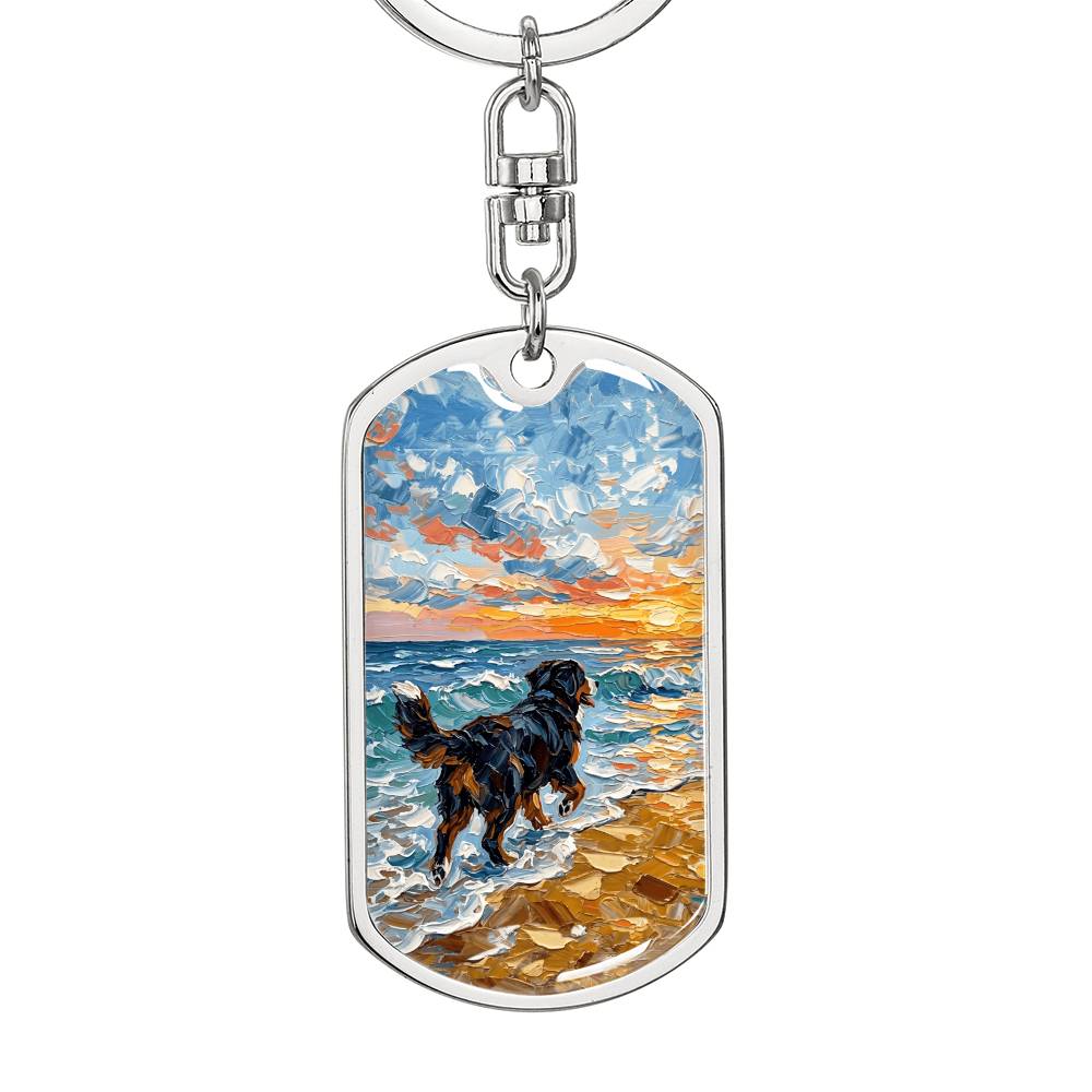 Beach Days - Bernese Mountain Dog Dog Tag Keychain