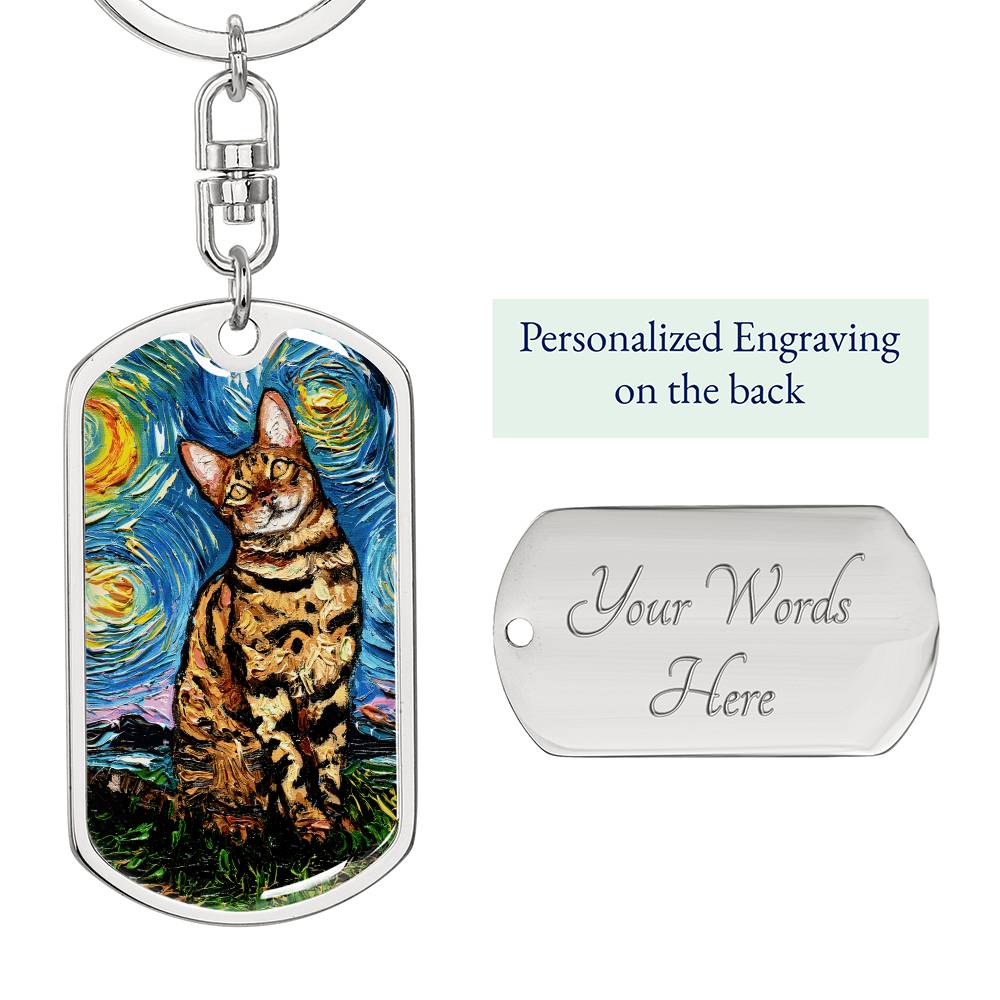 Bengal Starry Night Dog Tag Keychain