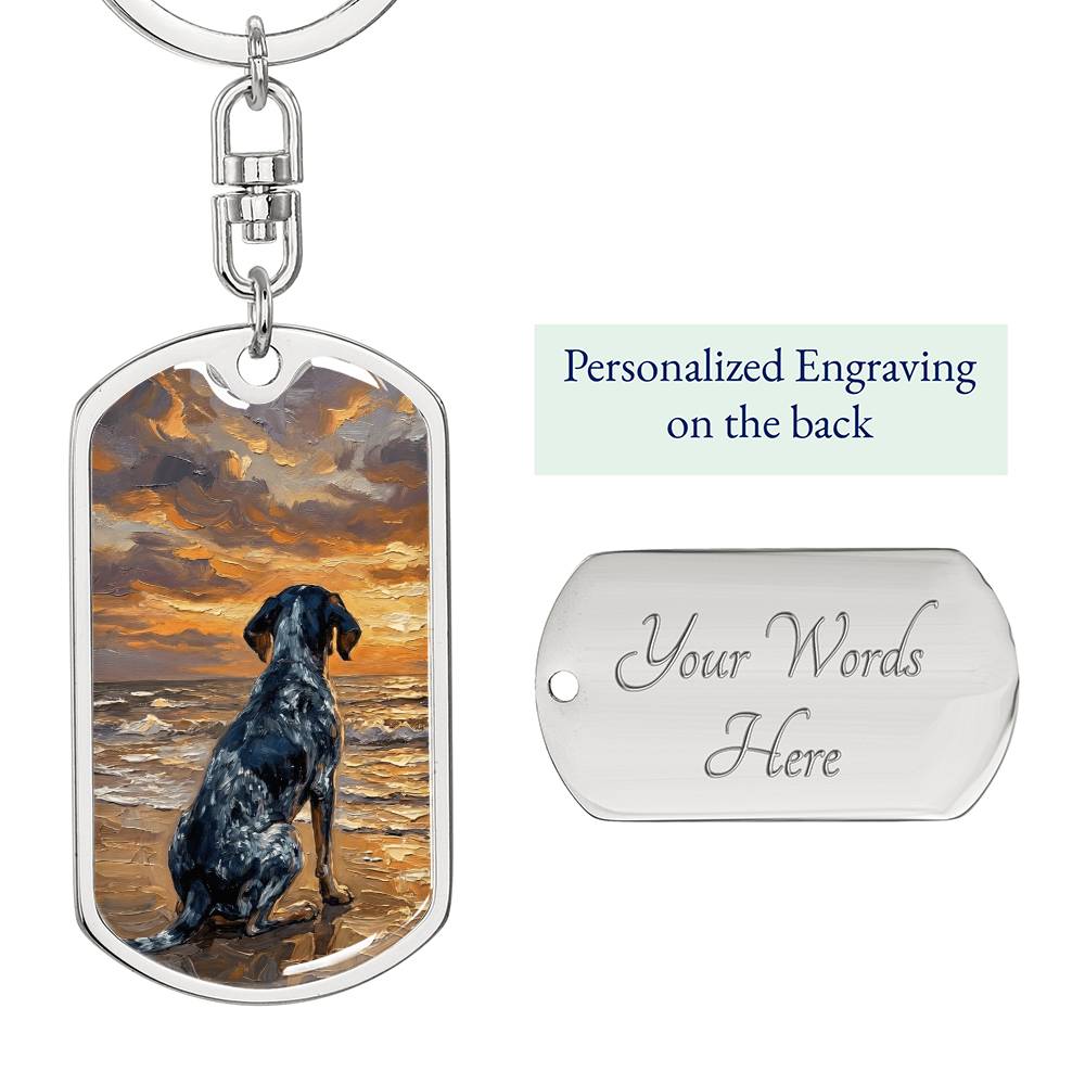 Beach Days - Blue Tick Coonhound Dog Tag Keychain