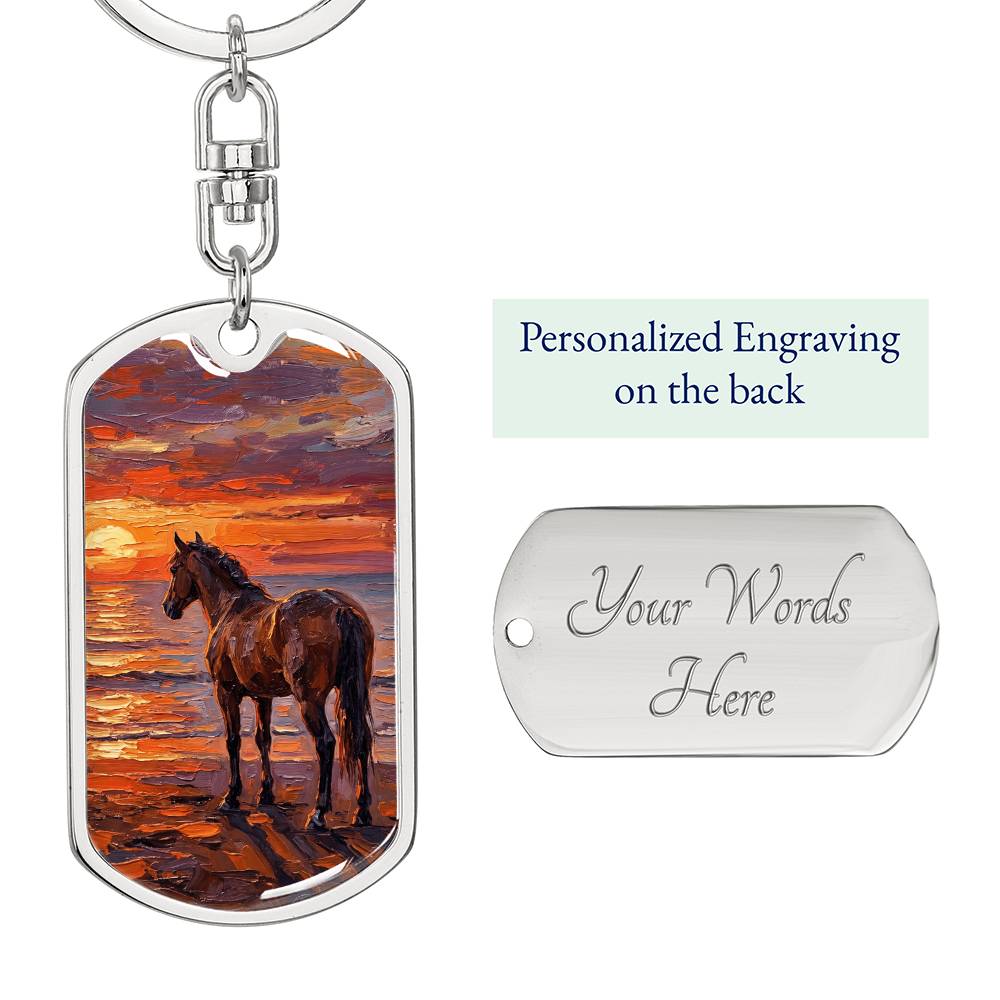Sunset - Chocolate Mare Dog Tag Keychain