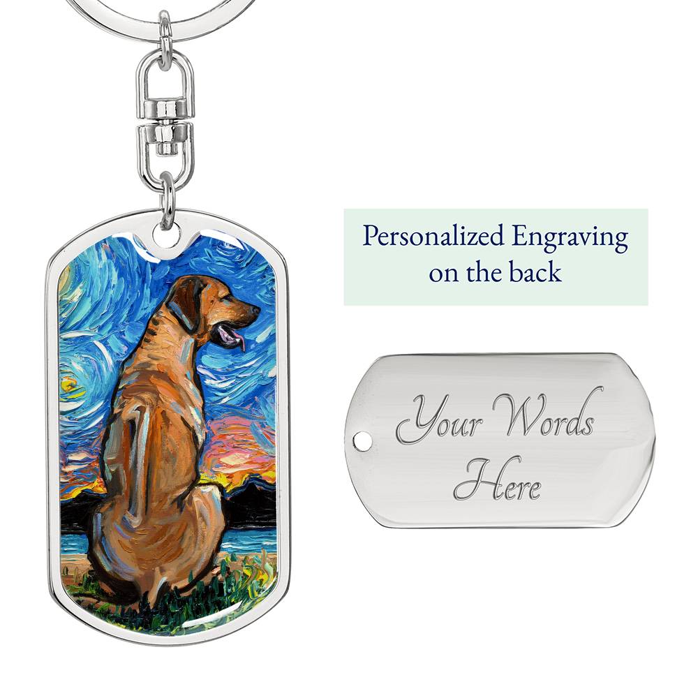 Rhodesian Ridgeback Starry Night Dog Tag Keychain