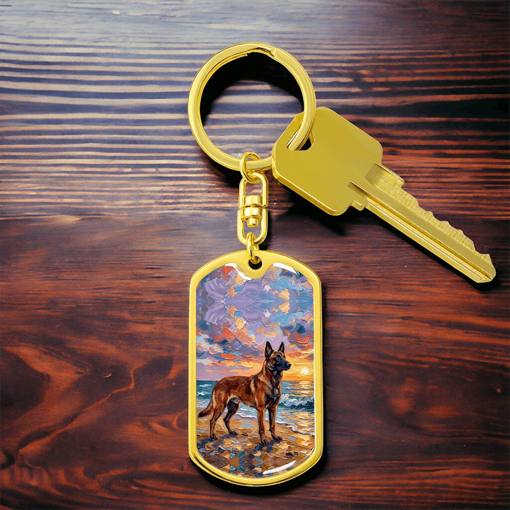 Beach Sunset - Malinois Dog Tag Keychain