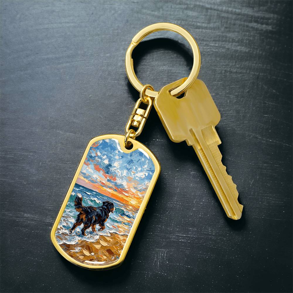 Beach Days - Bernese Mountain Dog Dog Tag Keychain