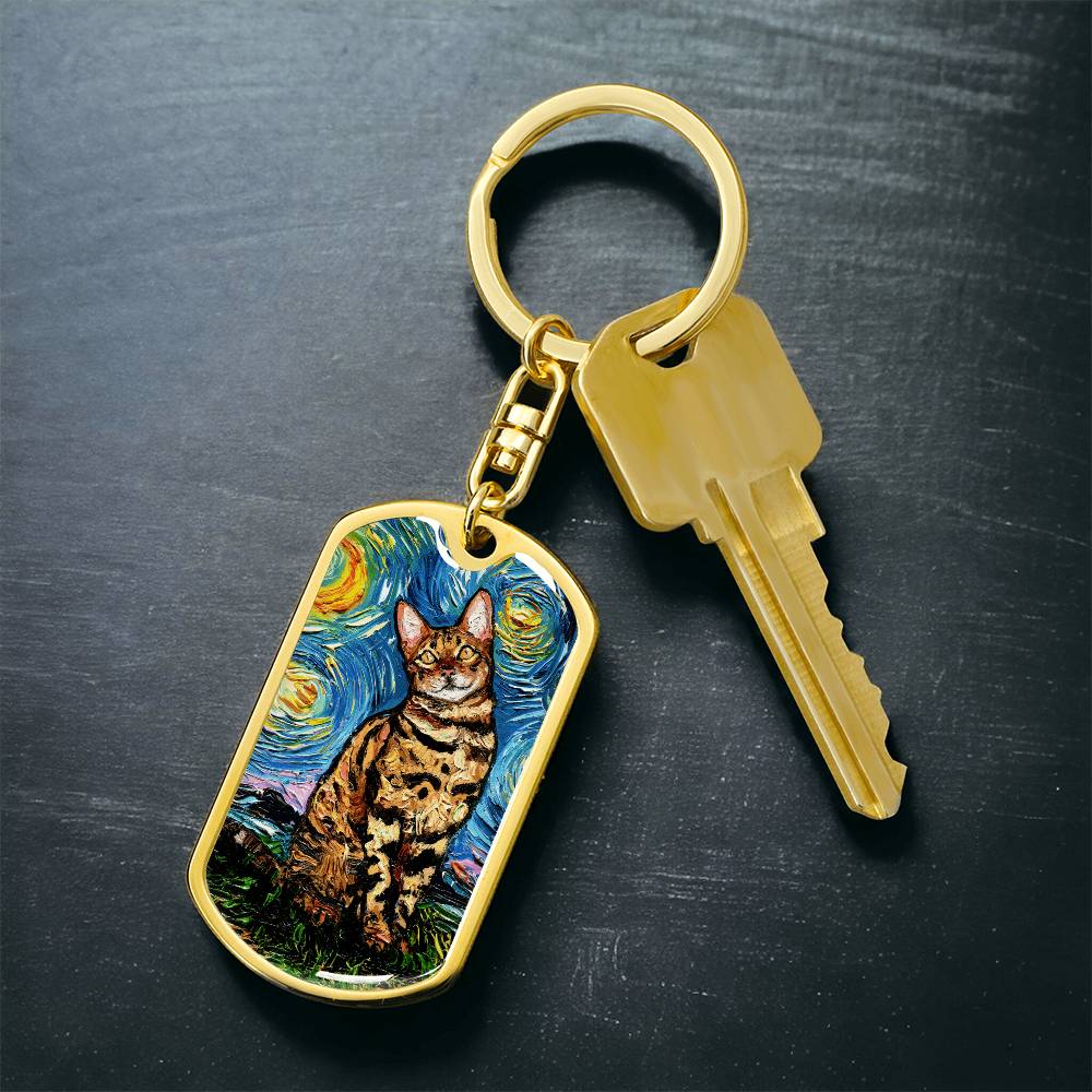 Bengal Starry Night Dog Tag Keychain