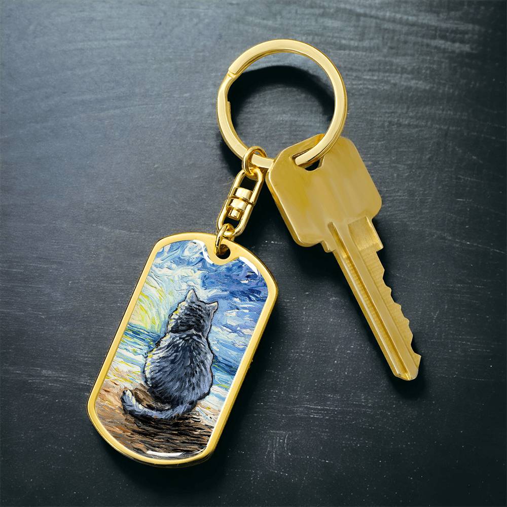 Beach Days - Nebelung Cat Dog Tag Keychain