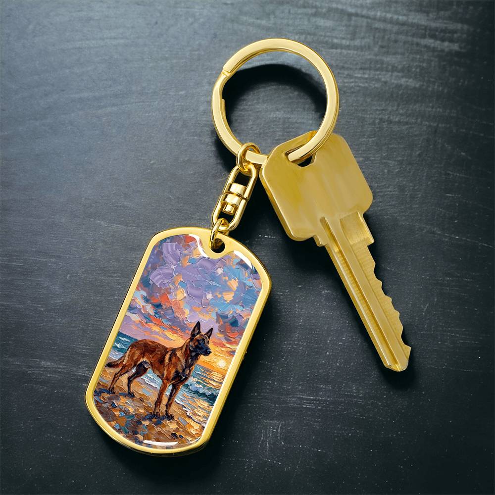 Beach Sunset - Malinois Dog Tag Keychain