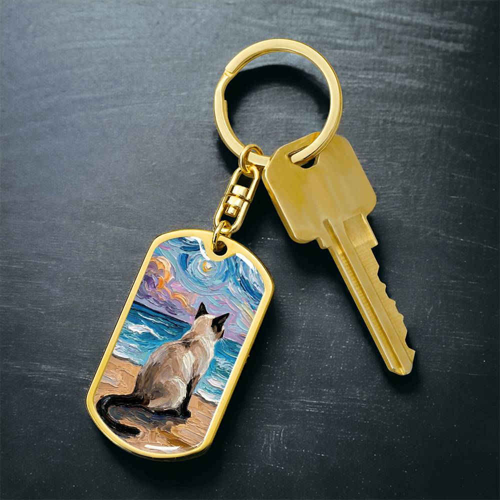 Beach Nights - Siamese Dog Tag Keychain