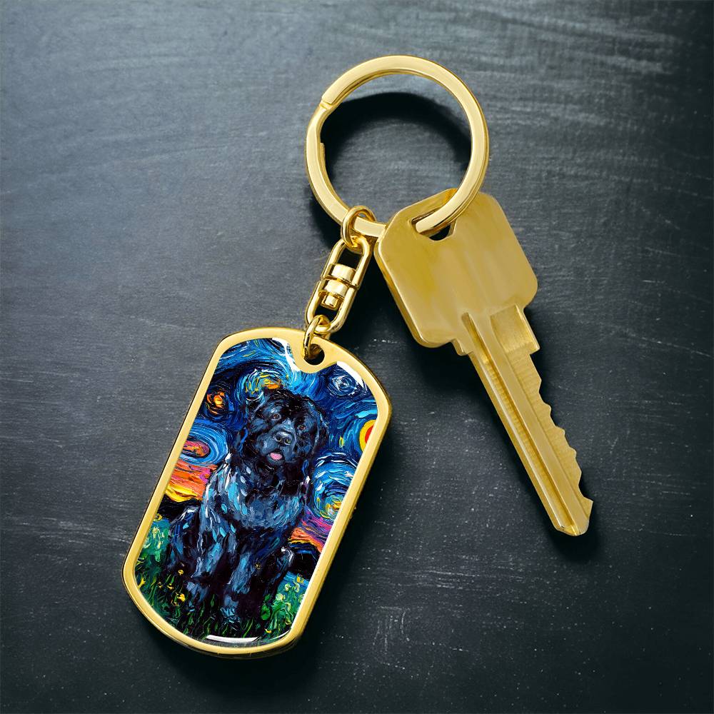 Newfoundland Starry Night Dog Tag Keychain