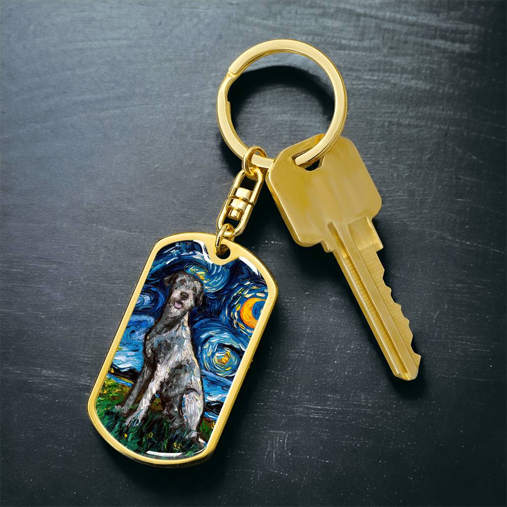 Irish Wolfhound Starry Night Dog Tag Keychain