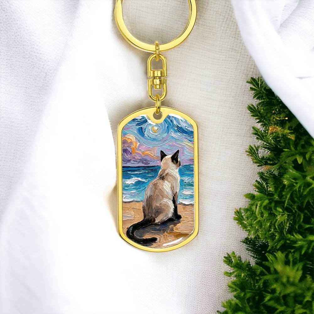 Beach Nights - Siamese Dog Tag Keychain