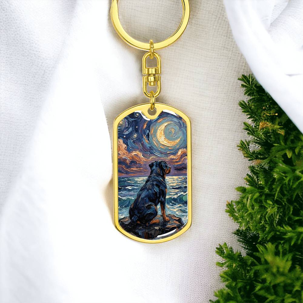 Beach Nights - Rottweiler Dog Tag Keychain