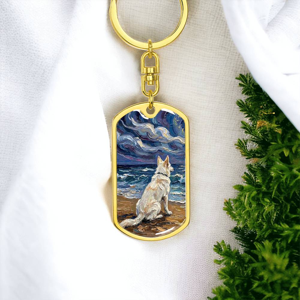 Beach Nights - Swiss Shepherd Dog Tag Keychain