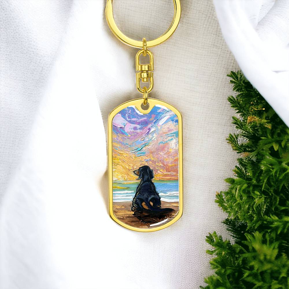 Beach Days - Dachshund Dog Tag Keychain