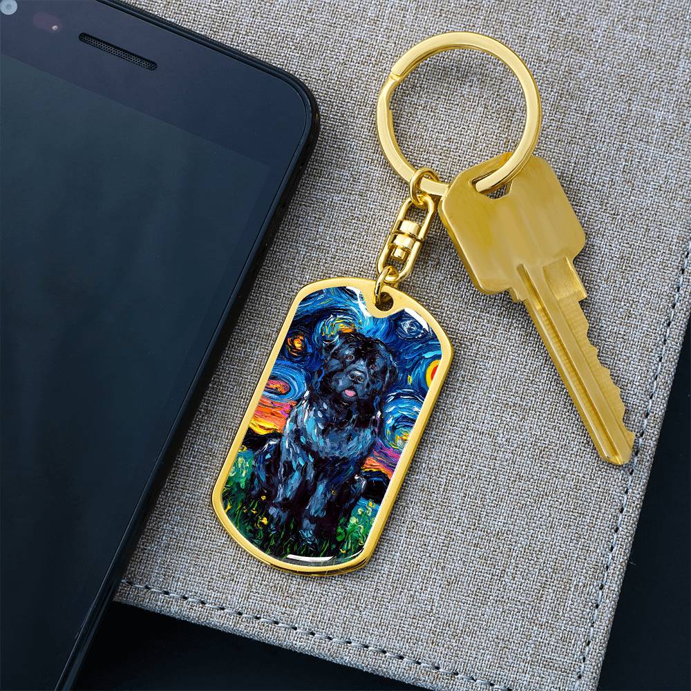 Newfoundland Starry Night Dog Tag Keychain