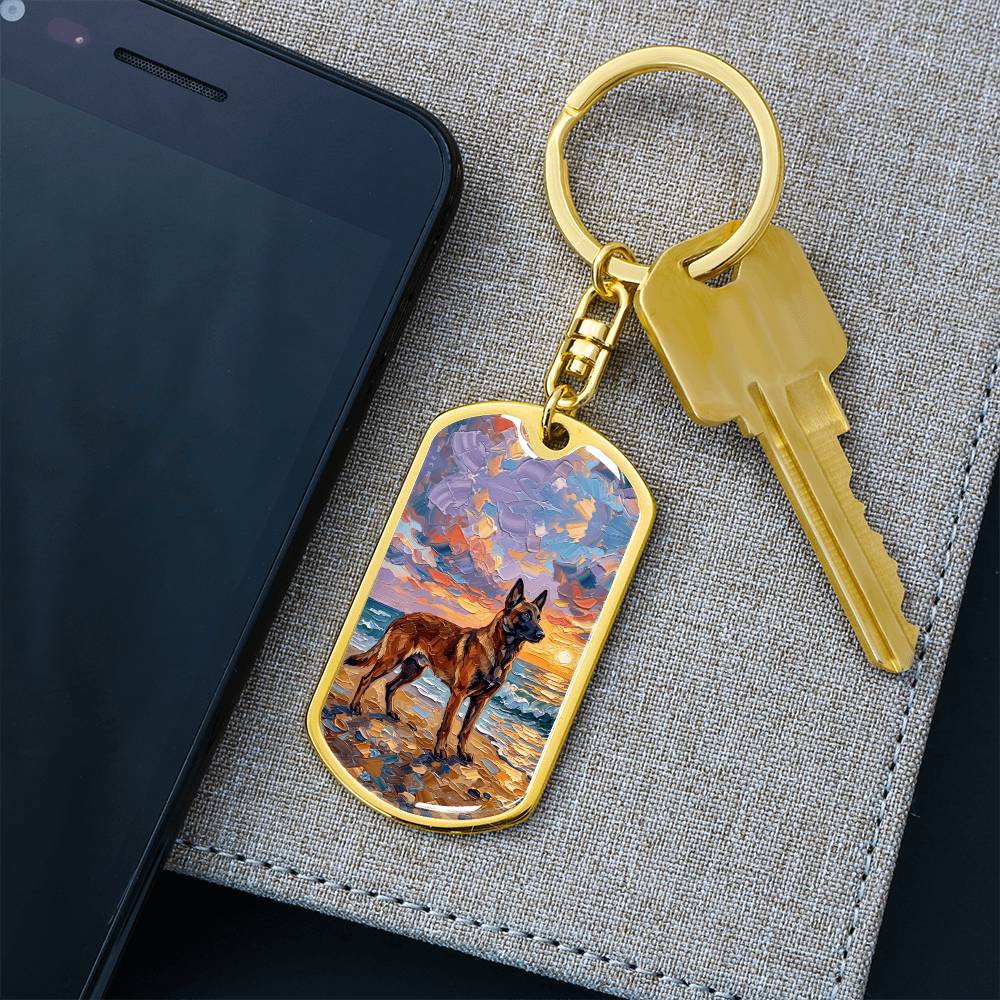 Beach Sunset - Malinois Dog Tag Keychain