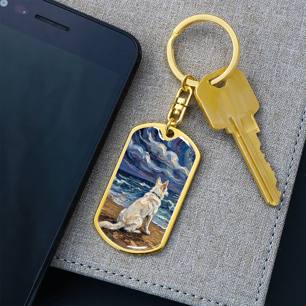 Beach Nights - Swiss Shepherd Dog Tag Keychain