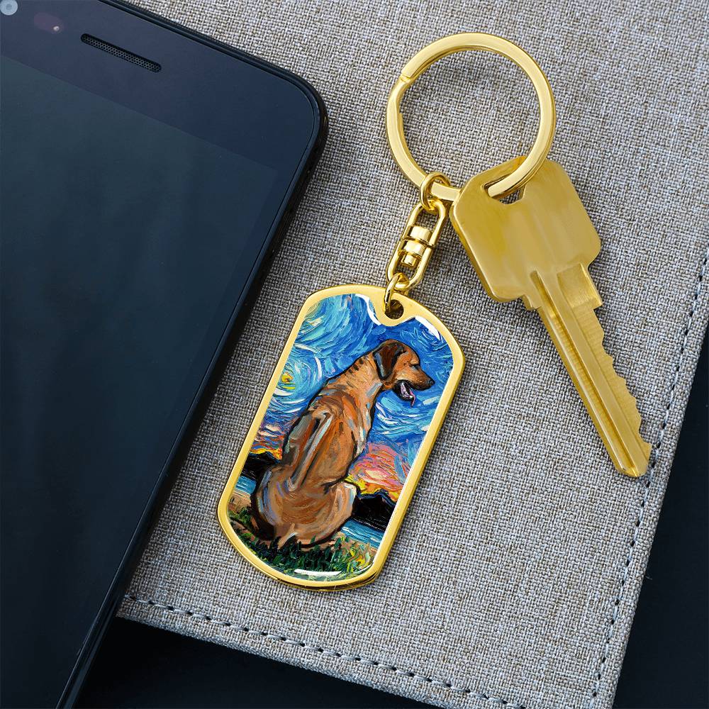 Rhodesian Ridgeback Starry Night Dog Tag Keychain