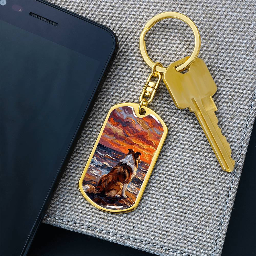 Beach Nights - Collie Dog Tag Keychain