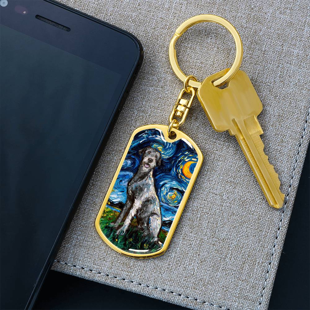 Irish Wolfhound Starry Night Dog Tag Keychain