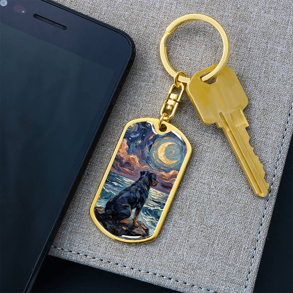 Beach Nights - Rottweiler Dog Tag Keychain