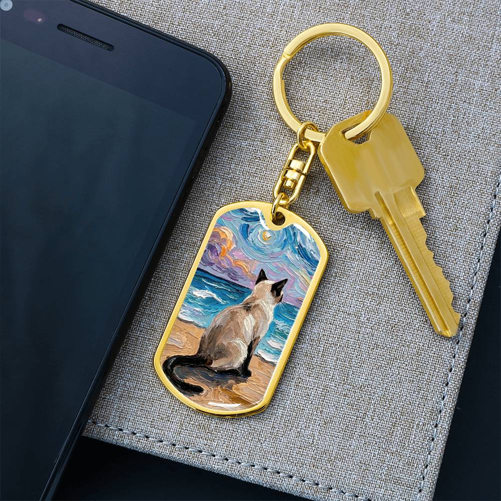Beach Nights - Siamese Dog Tag Keychain
