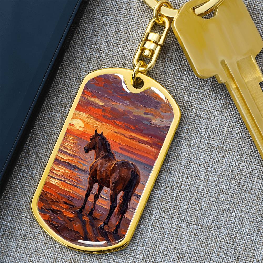 Sunset - Chocolate Mare Dog Tag Keychain