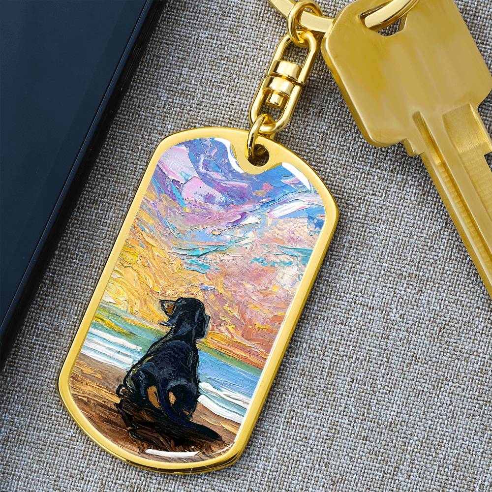 Beach Days - Dachshund Dog Tag Keychain