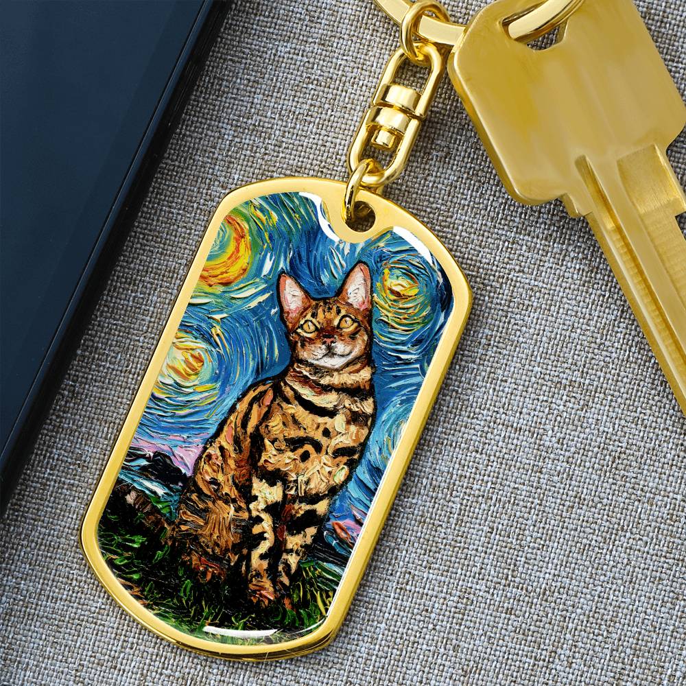 Bengal Starry Night Dog Tag Keychain