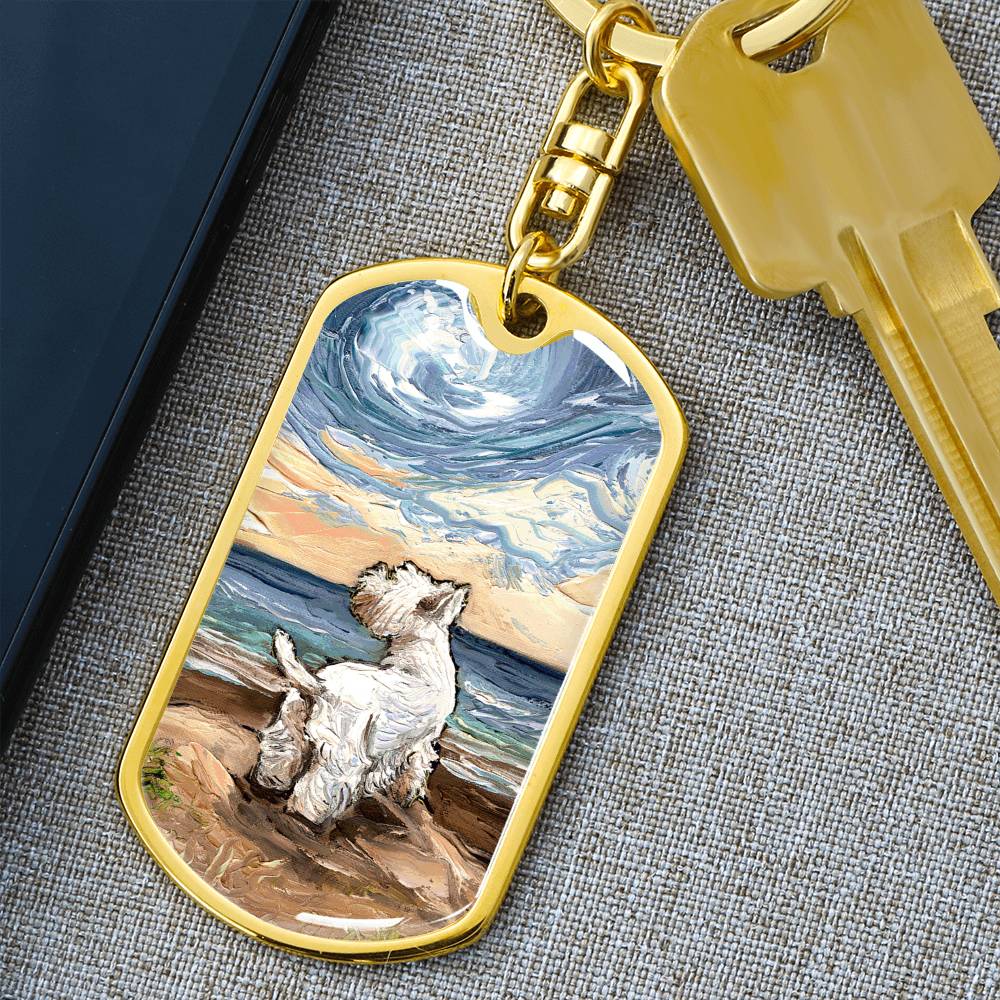 Beach Days - Westie Dog Tag Keychain