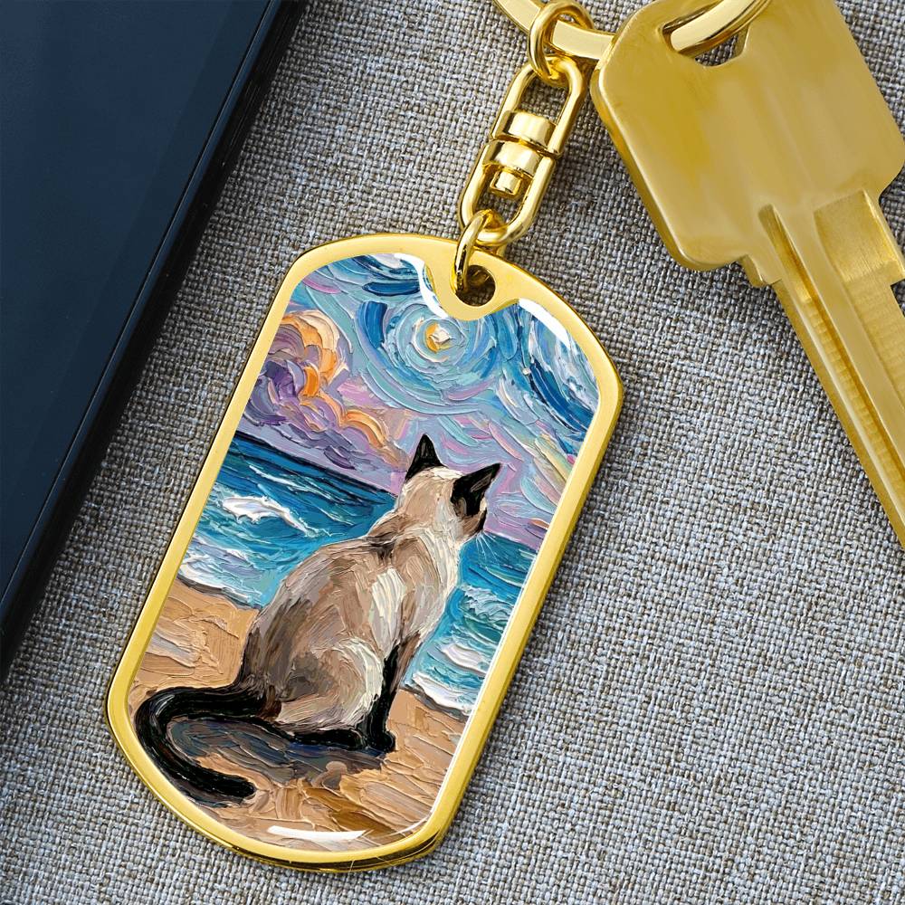 Beach Nights - Siamese Dog Tag Keychain